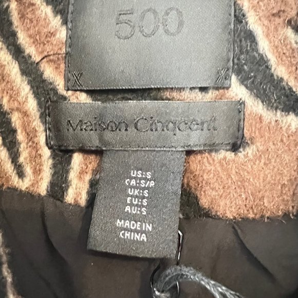 NEW 500 Maison Cinqcent Wool Blend Animal Print Oversized Coat, Size S - Picture 12 of 16